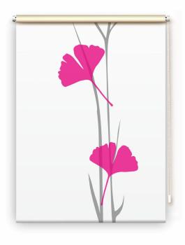 Rollo Ginkgo grey-magenta, Motivrollo, Rollo mit Druck, Fotorollo, bedrucktes Rollo, Fensterrollo,verdunkelndes Rollo, Sonnenschutz Rollo